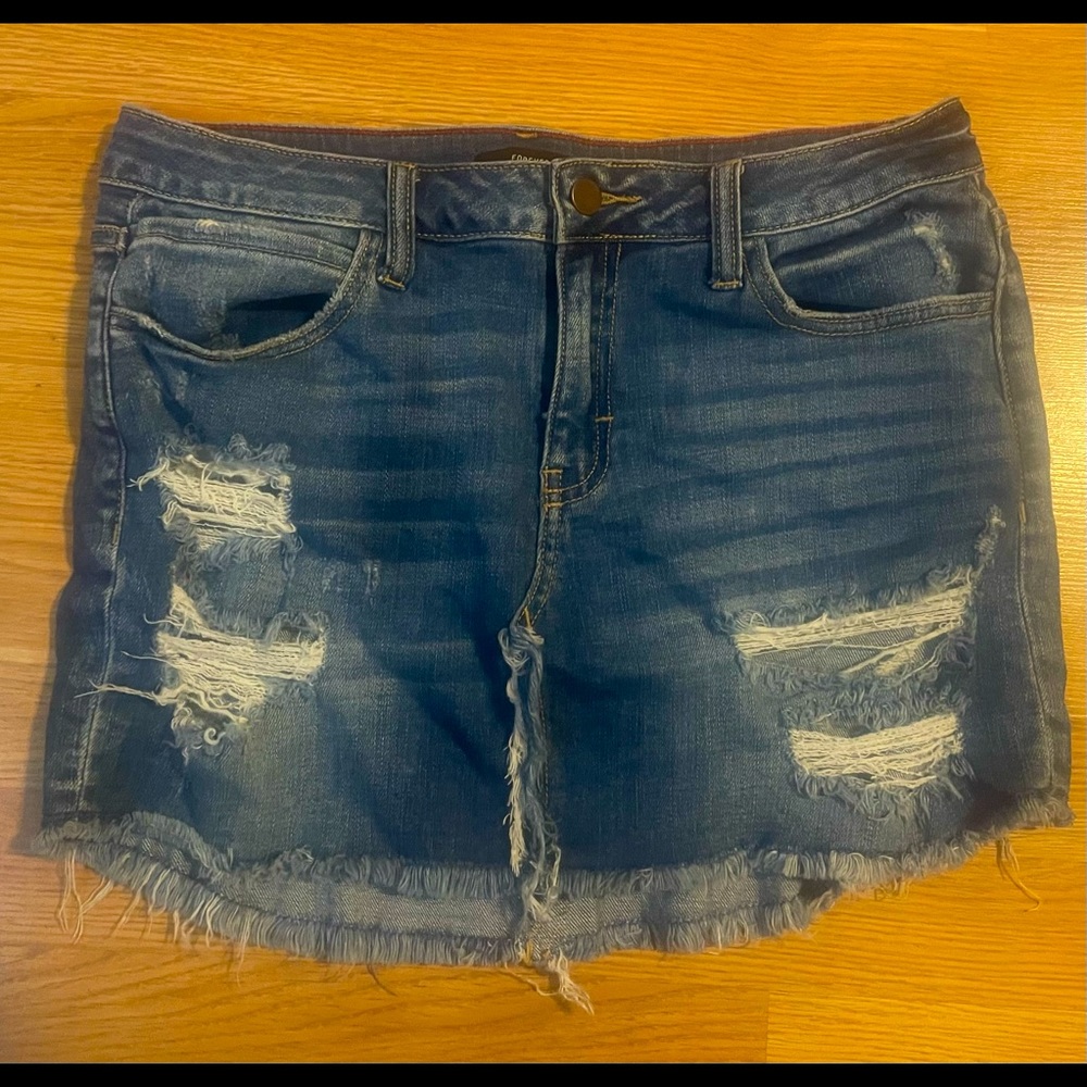 Forever 21 Mini Skirt Jean Distressed